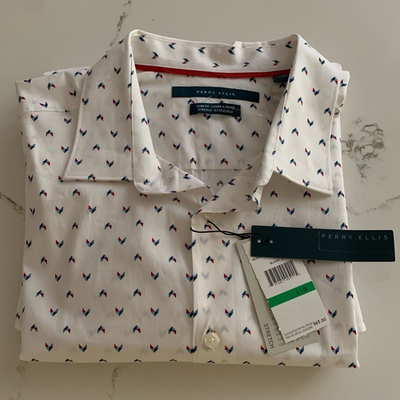 Perry Ellis Bright White Long Sleeves T-Shirt NWT - Picture 3 of 13